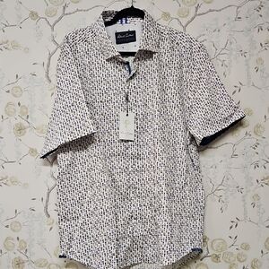 ROBERT GRAHAM Men's Casual White and Navy Shirt 4x